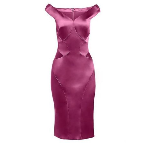 NWT Zac Posen Seam Detail Stretch Satin Cocktail Dress 6 - Picture 1 of 14